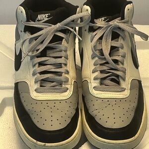Preowned Nike Men's Court Vision Mid Gray, Black, and White Size 11